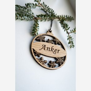 Julekugle med graveret navn 