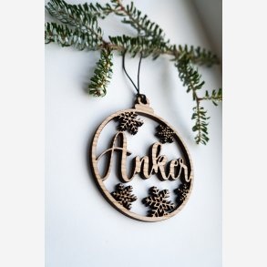 Julekugle med udskret navn 