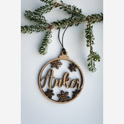 Julekugle med udskret navn 