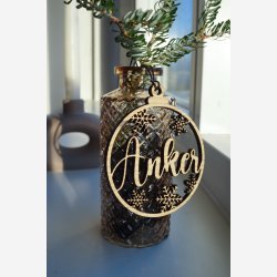 Julekugle med udskret navn 