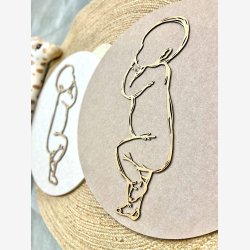 Rund fødselstavle i træ og akustikfilt - to søskende