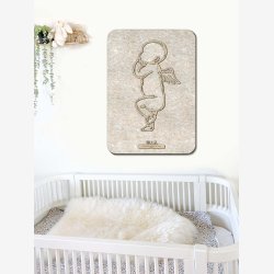 Fdselstavle i tr og akustikfilt - ENGLEBABY