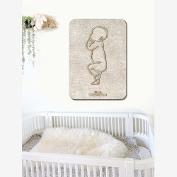 Fødselstavle i træ og akustikfilt - SLEEPY