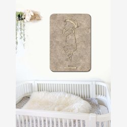 Fdselstavle i tr og akustikfilt - SLEEPY med blomsterkrans