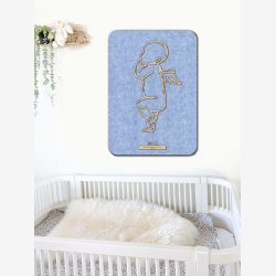 Fdselstavle i tr og akustikfilt - ENGLEBABY