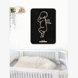 Fdselstavle i tr og akustikfilt - ENGLEBABY