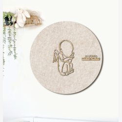 CUDDLE engel - �60cm F�dselstavle i tr� og akustikfilt