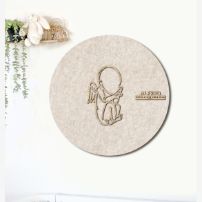 CUDDLE engel - �60cm F�dselstavle i tr� og akustikfilt
