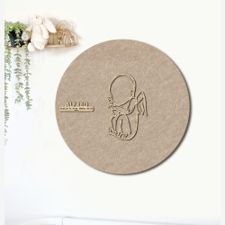 CUDDLE engel - �60cm F�dselstavle i tr� og akustikfilt