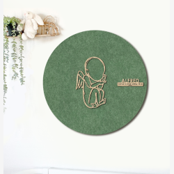 CUDDLE engel - �60cm F�dselstavle i tr� og akustikfilt