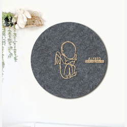 CUDDLE engel - �60cm F�dselstavle i tr� og akustikfilt