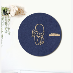 CUDDLE engel - �60cm F�dselstavle i tr� og akustikfilt