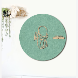 CUDDLE engel - �60cm F�dselstavle i tr� og akustikfilt