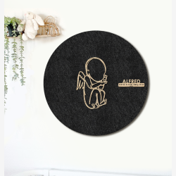 CUDDLE engel - �60cm F�dselstavle i tr� og akustikfilt