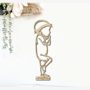 F�dselstavle i tr� - PR�MATUR med blomsterkrans