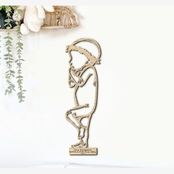 F�dselstavle i tr� - PR�MATUR med blomsterkrans
