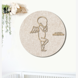 PR�MATUR engel - �60cm F�dselstavle i tr� og akustikfilt