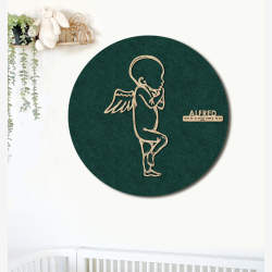 PR�MATUR engel - �60cm F�dselstavle i tr� og akustikfilt