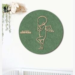 PR�MATUR engel - �60cm F�dselstavle i tr� og akustikfilt
