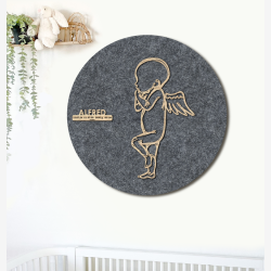 PR�MATUR engel - �60cm F�dselstavle i tr� og akustikfilt