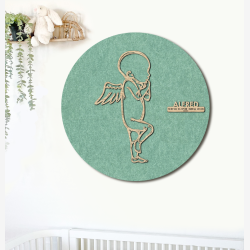 PR�MATUR engel - �60cm F�dselstavle i tr� og akustikfilt