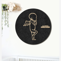 PR�MATUR engel - �60cm F�dselstavle i tr� og akustikfilt