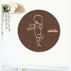PR�MATUR engel - �60cm F�dselstavle i tr� og akustikfilt