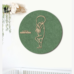 PR�MATUR med sprutte - �60cm F�dselstavle i tr� og akustikfilt