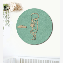 PR�MATUR med sprutte - �60cm F�dselstavle i tr� og akustikfilt