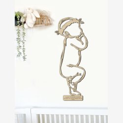 Fdselstavle i tr - SLEEPY med blomsterkrans