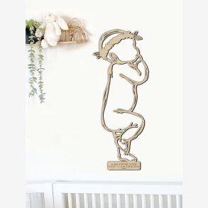 Fdselstavle i tr - SLEEPY med blomsterkrans