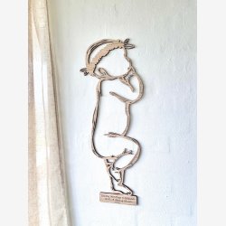 Fdselstavle i tr - SLEEPY med blomsterkrans