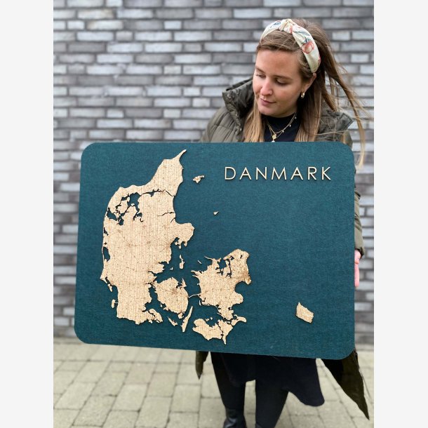 Firkantet Danmarkskort med akustikfilt