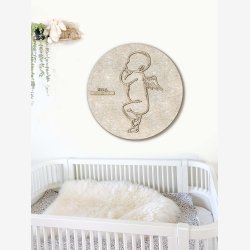 Fdselstavle i tr og akustikfilt - ENGLEBABY