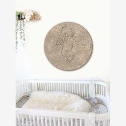 Fdselstavle i tr og akustikfilt - ENGLEBABY