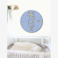 Fdselstavle i tr og akustikfilt - SLEEPY med blomsterkrans