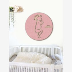 Fdselstavle i tr og akustikfilt - SLEEPY med blomsterkrans