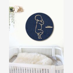 Fødselstavle i træ og akustikfilt - SLEEPY