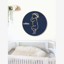 Fdselstavle i tr og akustikfilt - SLEEPY med blomsterkrans