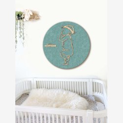 Fdselstavle i tr og akustikfilt - SLEEPY med blomsterkrans