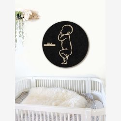 Fødselstavle i træ og akustikfilt - SLEEPY