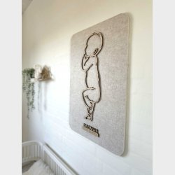 Firkantet fdselstavle i tr og akustikfilt - to sskende