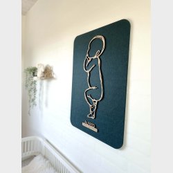 Firkantet fdselstavle i tr og akustikfilt - to sskende