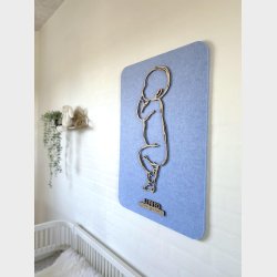 Firkantet fdselstavle i tr og akustikfilt - to sskende