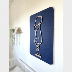 Firkantet fdselstavle i tr og akustikfilt - to sskende