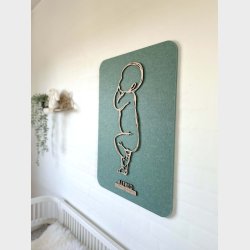 Firkantet fdselstavle i tr og akustikfilt - to sskende