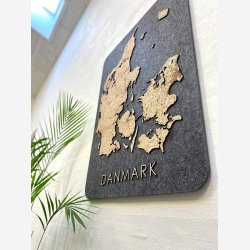 Firkantet Danmarkskort med akustikfilt