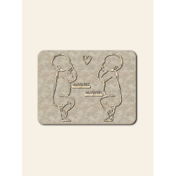 Firkantet fdselstavle i tr og akustikfilt - to sskende